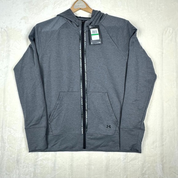 Under Armour Tops - Under Armour Women's Full Zip Hoodie L Loose Fit Gray UA Logo NWT Athleisure